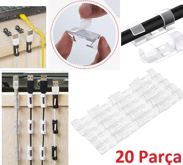 Kablo Sabitleyici Klips Seti 20 Adet