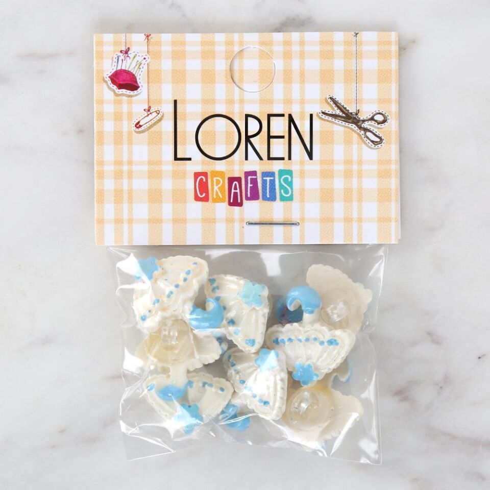 Loren Crafts Bebe Mavi 8'li Düğme - 3012