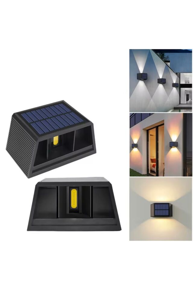 Güneş Enerjili Çift Yönlü Duvar Lambası - Bahçe ve Dış Mekan Aydınlatması