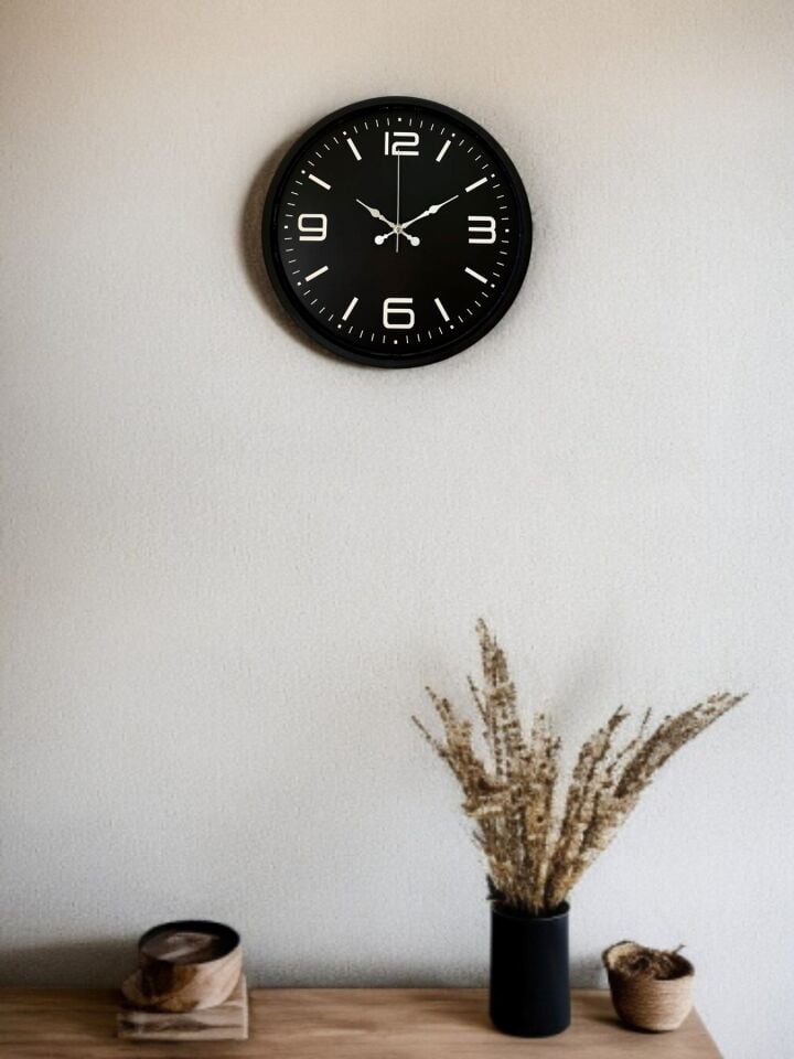 36 Cm Siyah Dekoratif Duvar Saati