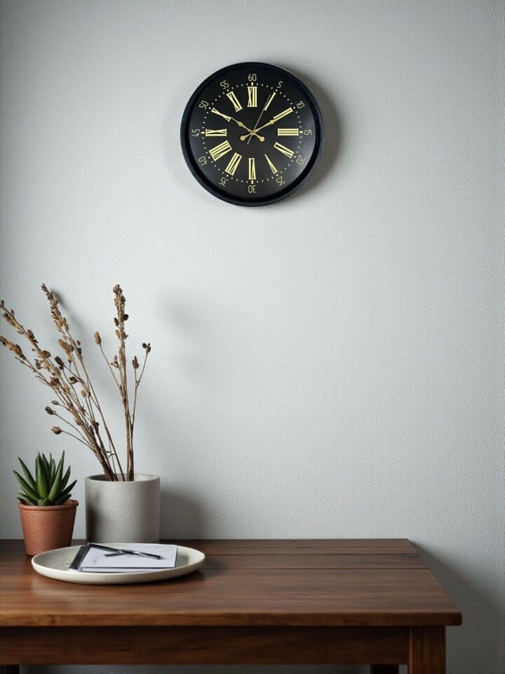 36 Cm Siyah Modern Duvar Saati