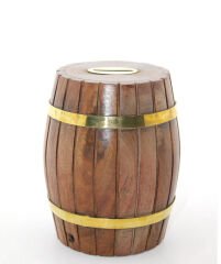 Pirinç Ahşap Fıçı Kumbara 12.5 Cm