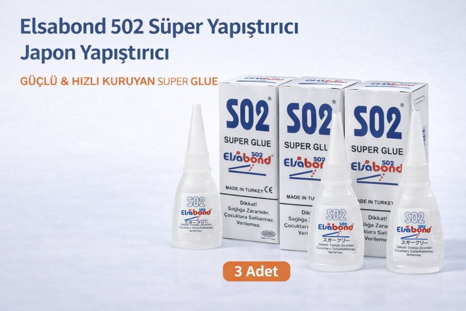 Elsabond 502 Süper Yapıştırıcı Japon Yapıştırıcı 20g Güçlü Hızlı Kuruyan Super Glue 3 Adet