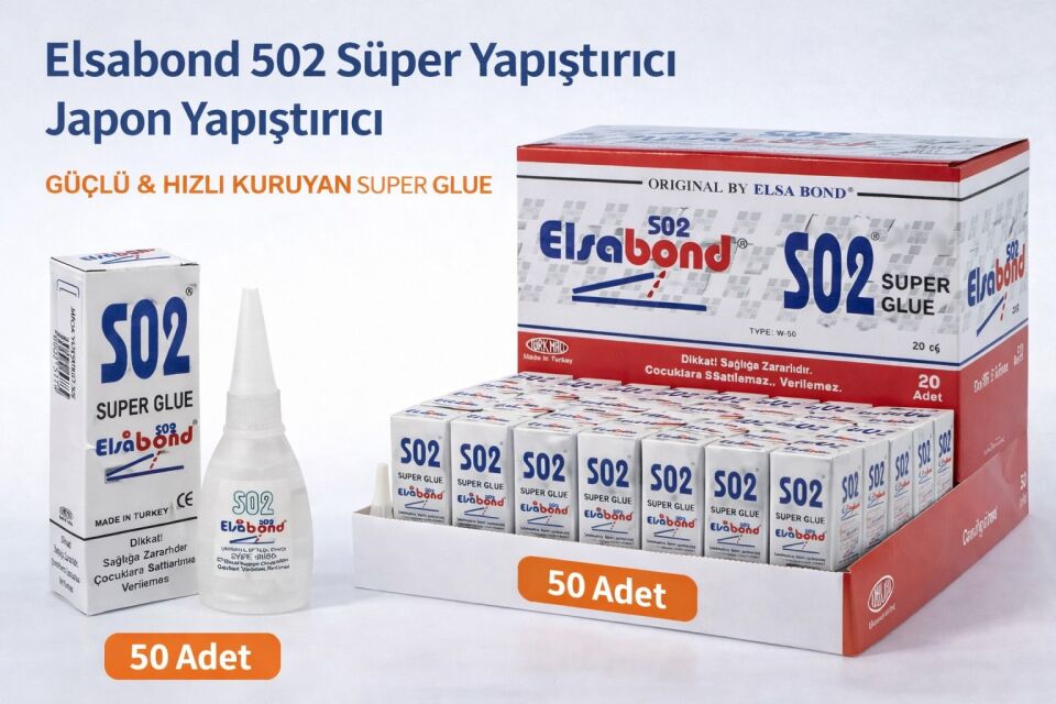 Elsabond 502 Süper Yapıştırıcı Japon Yapıştırıcı 20g Güçlü Hızlı Kuruyan Super Glue 50 Adet