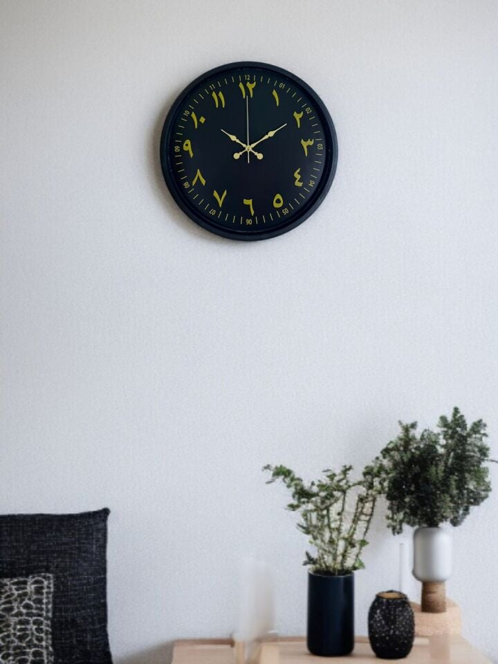 36 Cm Siyah Arapça Rakamlı Duvar Saati