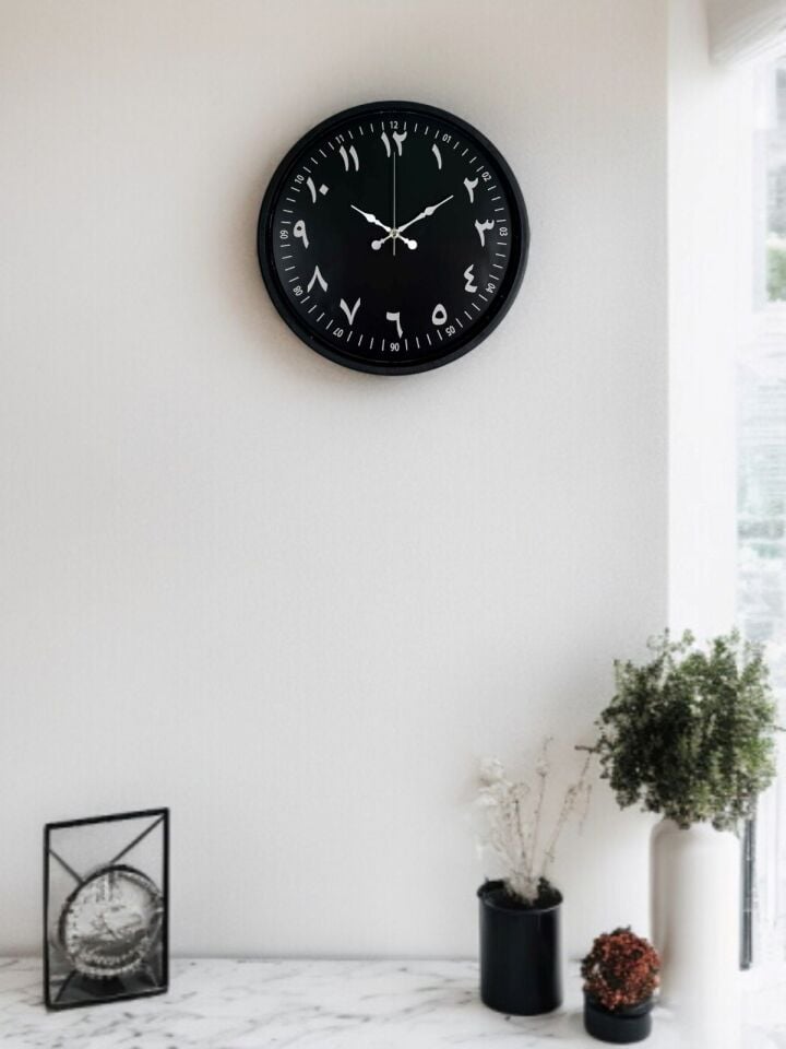 36 Cm Siyah Arapça Rakamlı Duvar Saati