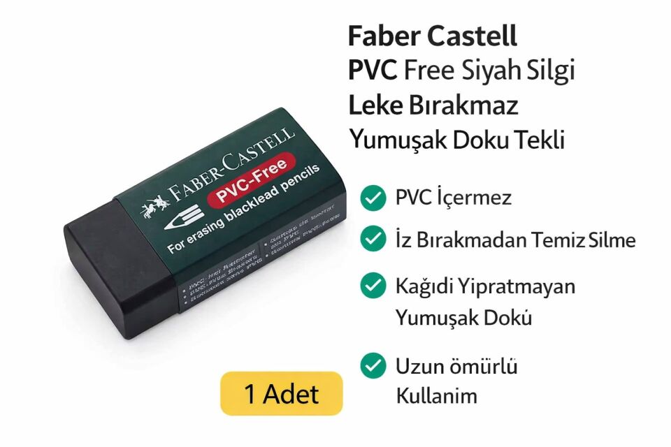 Faber Castell NO.30 PVC Free Siyah Silgi 1 Adet Leke Bırakmaz Yumuşak Doku
