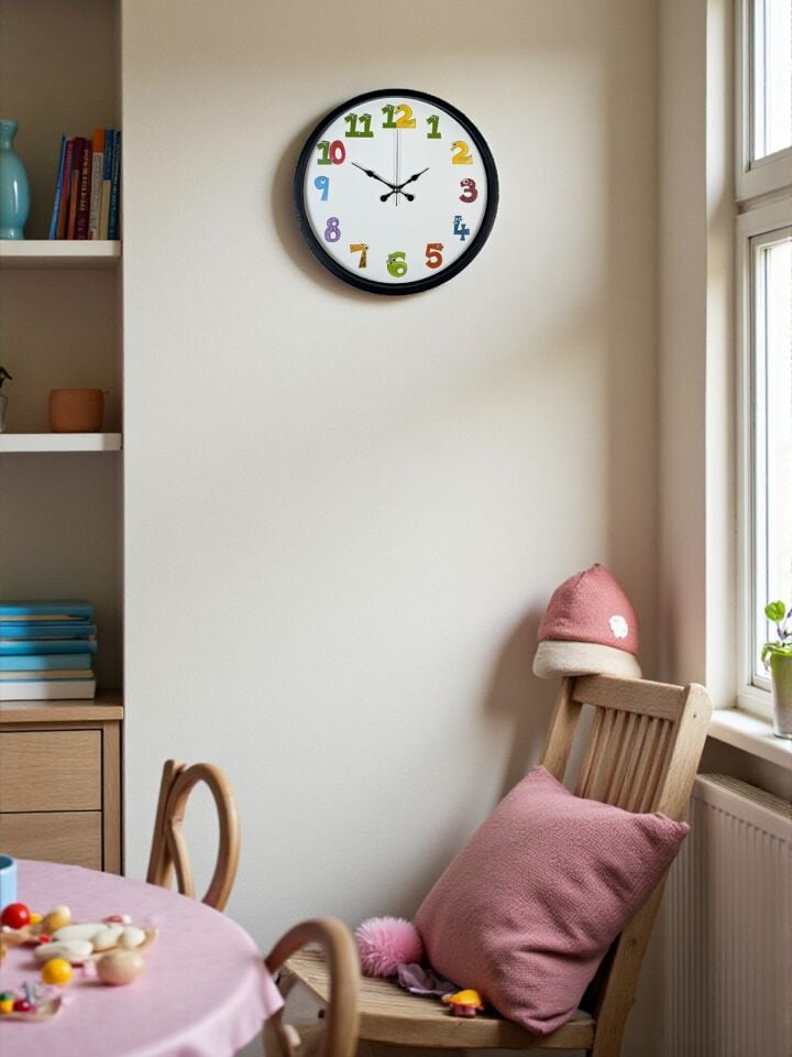 36 Cm Siyah Çocuk Odası Duvar Saati