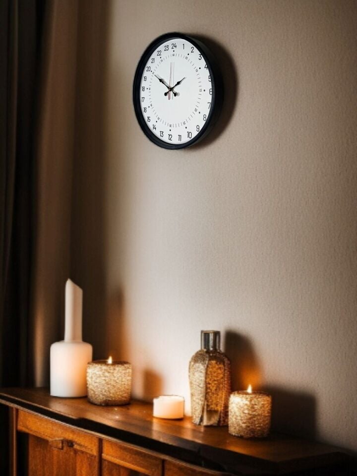 36 Cm Siyah 24 Saat Göstergeli Duvar Saati