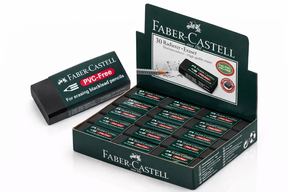 Faber Castell No30 PVC Free Siyah Silgi 30 Adet Leke Bırakmaz Yumuşak Doku Toplu Paket