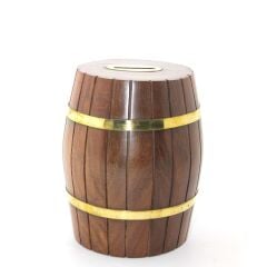 Pirinç Ahşap Fıçı Kumbara 15 Cm (Esk-WB538) (491491)