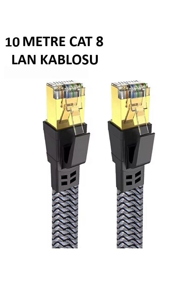 Cat 8 LAN Kablosu –Ethernet Kablosu Örgü Kaplama, Yüksek Hızlı (10 METRE)