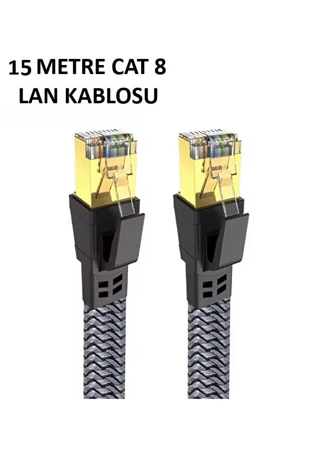 Cat 8 LAN Kablosu –Ethernet Kablosu Örgü Kaplama, Yüksek Hızlı  (15 METRE)