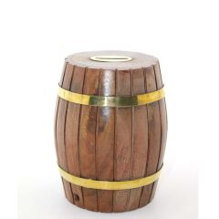 Pirinç Ahşap Fıçı Kumbara 12.5 Cm (Esk-WB535) (491491)