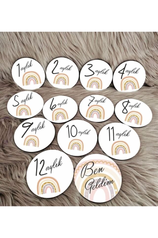 Gökkuşağı Desen Ahşap Bebek Kartları