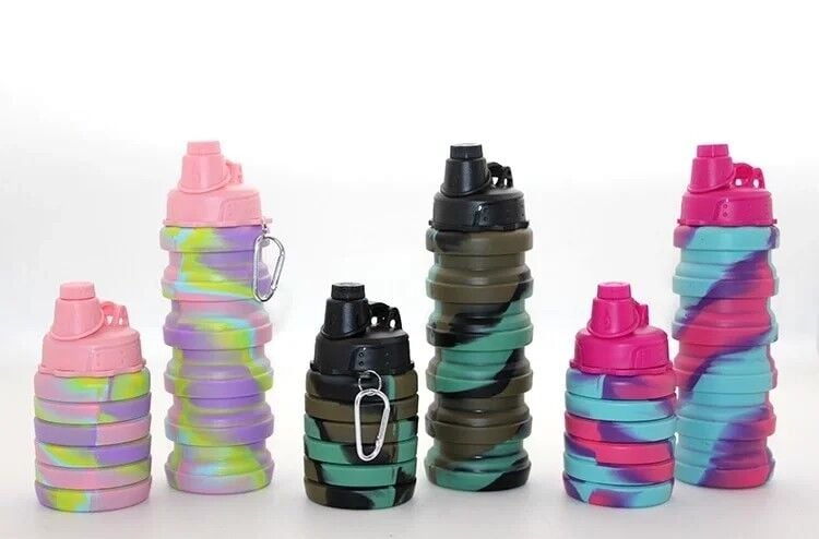 Katlanabilir Portatif Silikon Su Şişesi 500 Ml