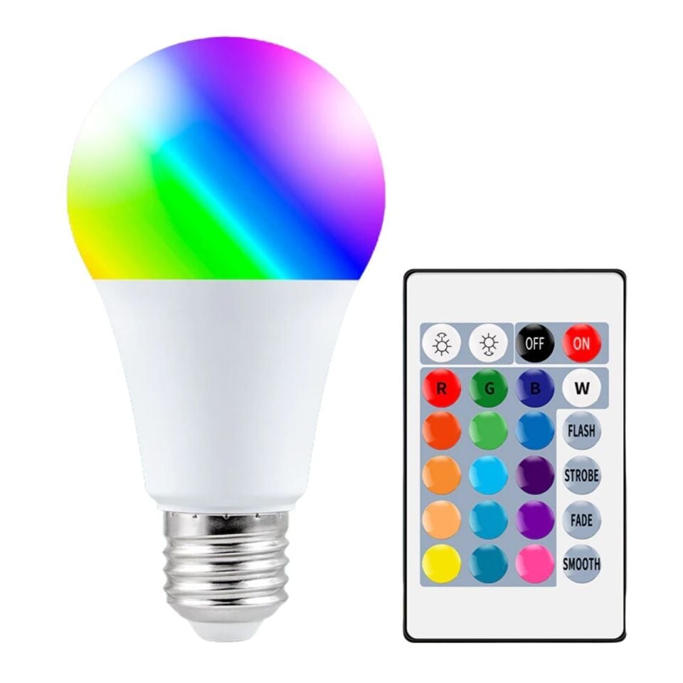 AD 9w Uzaktan Kumandalı 15 Farklı Renk Seçenekli Led Ampul