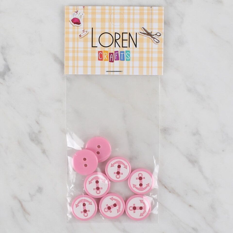 Loren Crafts 8 li Pembe Çapa Düğme - 608