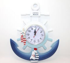 Ahşap Marin Dümenli Ve Çapa Tasarımı Saat Model 1