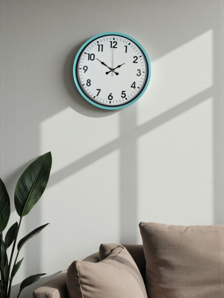 36 Cm Turkuaz Dekoratif Duvar Saati