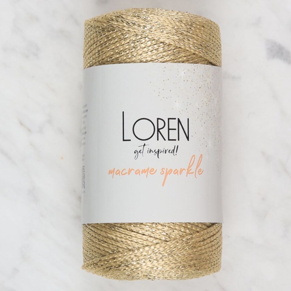 Loren Macrame Sparkle Simli Altın Sarısı El Örgü İ