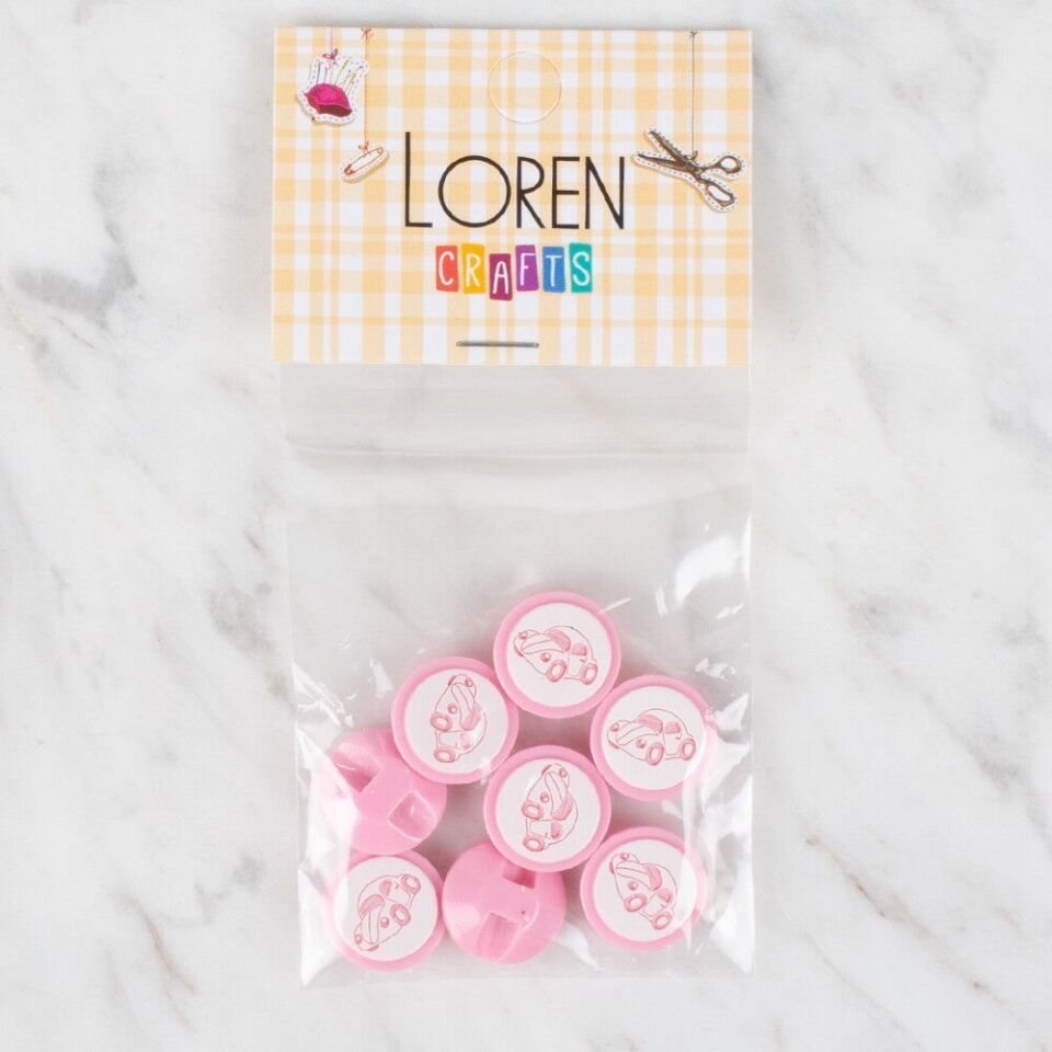 Loren Crafts 8 li Pembe Düğme - 398