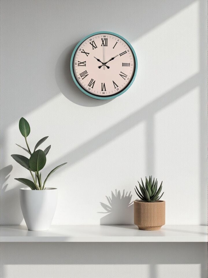 36 Cm Turkuaz Roma Rakamlı Duvar Saati