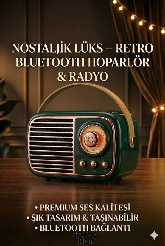 SONX Nostaljik Retro Bluetooth  - FM Radyo, USB ve Bluetooth Kablosuz Hoparlör