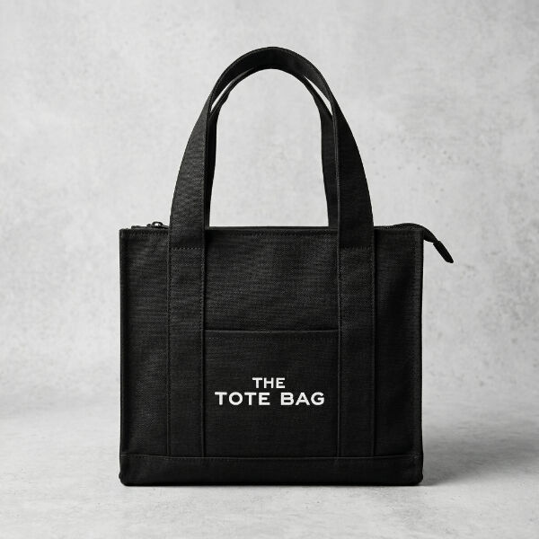 Siyah Kanvas Yumuşak Kol Çantası The Tote Bag