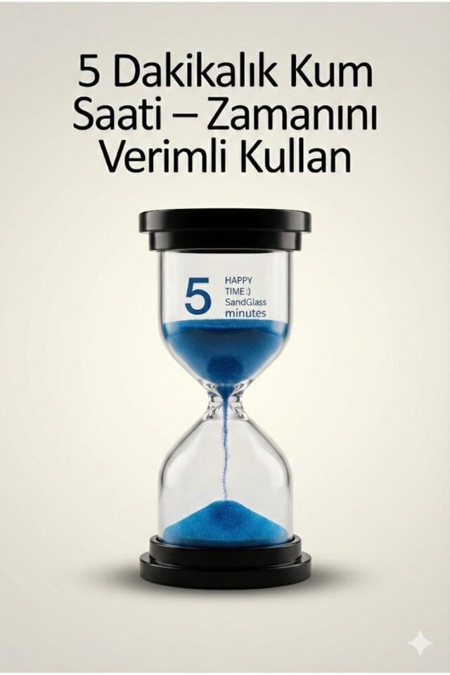 5 Dakikalık Kum Saati Zamanlayıcı – MAVİ Dekoratif Masa Saati 4 Renk Seçeneği