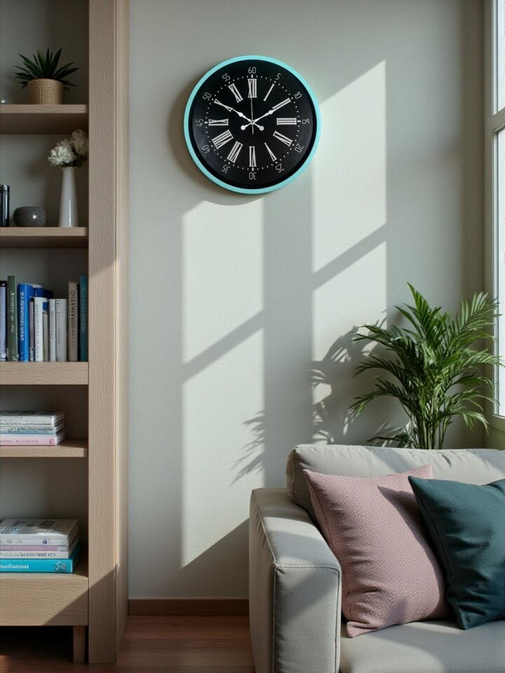 36 Cm Turkuaz Dekoratif Duvar Saati