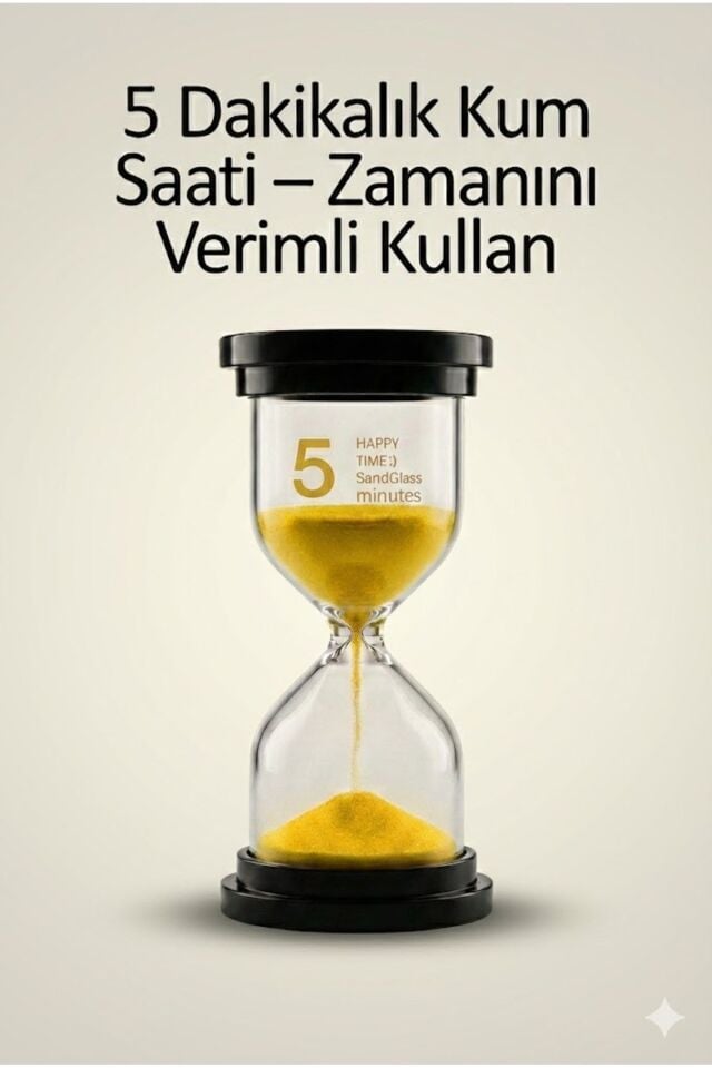 5 Dakikalık Kum Saati Zamanlayıcı – SARI Dekoratif Masa Saati 4 Renk Seçeneği