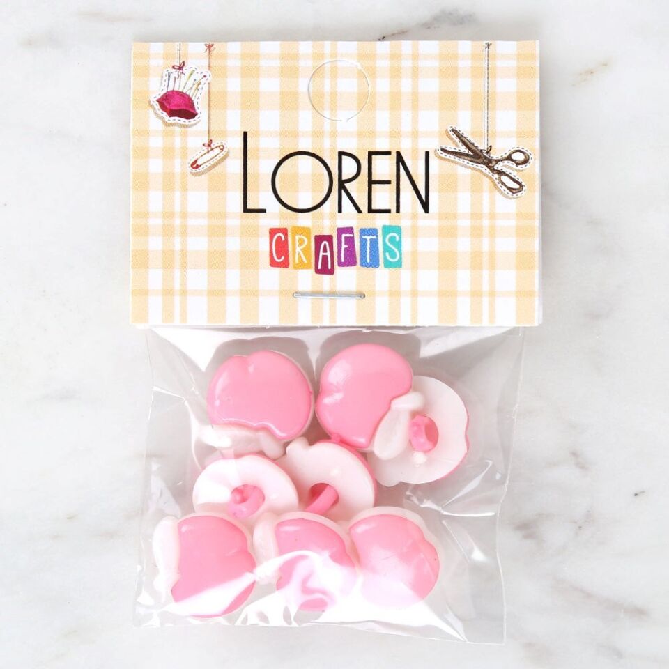 Loren Crafts Pembe 8'li Düğme - 3004
