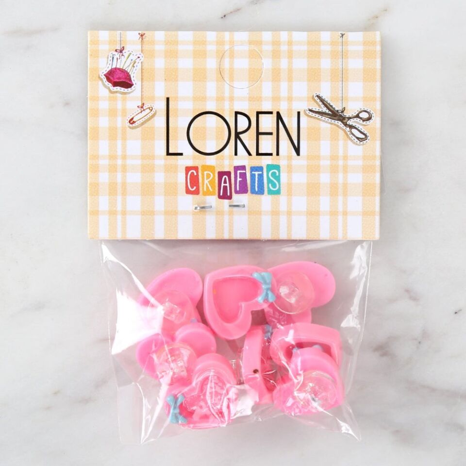 Loren Crafts Pembe 8'li Düğme - 3016