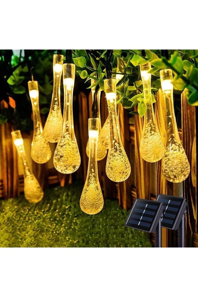Solar 5 Metre 20 LED Günışığı Damlacık Işıkları, Güneş Enerjili LED Işıklar Dış Mekan