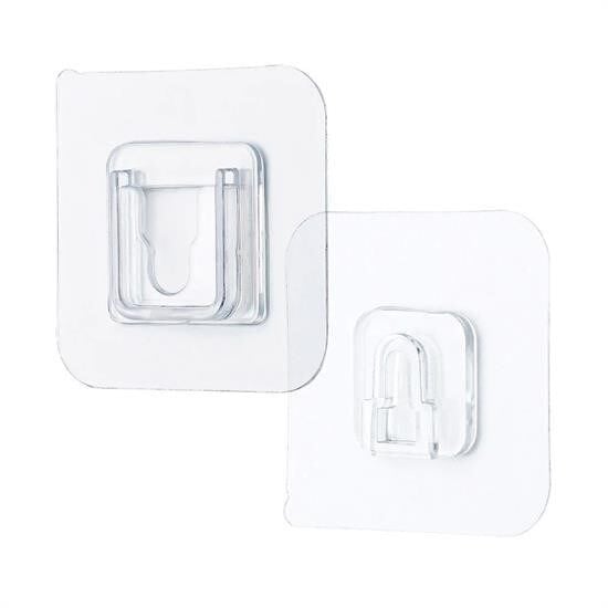 BUFFER® Eşya Sabitleme Askısı 10 Çift Şeffaf Çift Taraflı Yapışkanlı Geçmeli Klips