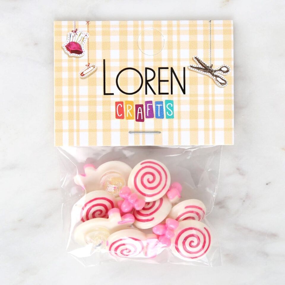 Loren Crafts Pembe 8'li Düğme - 3028