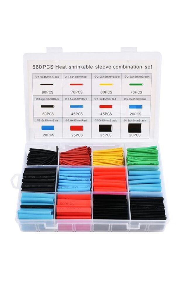 560 Parça Set Isıyla Daralan Makaron Kablo Koruyucu Kılıf