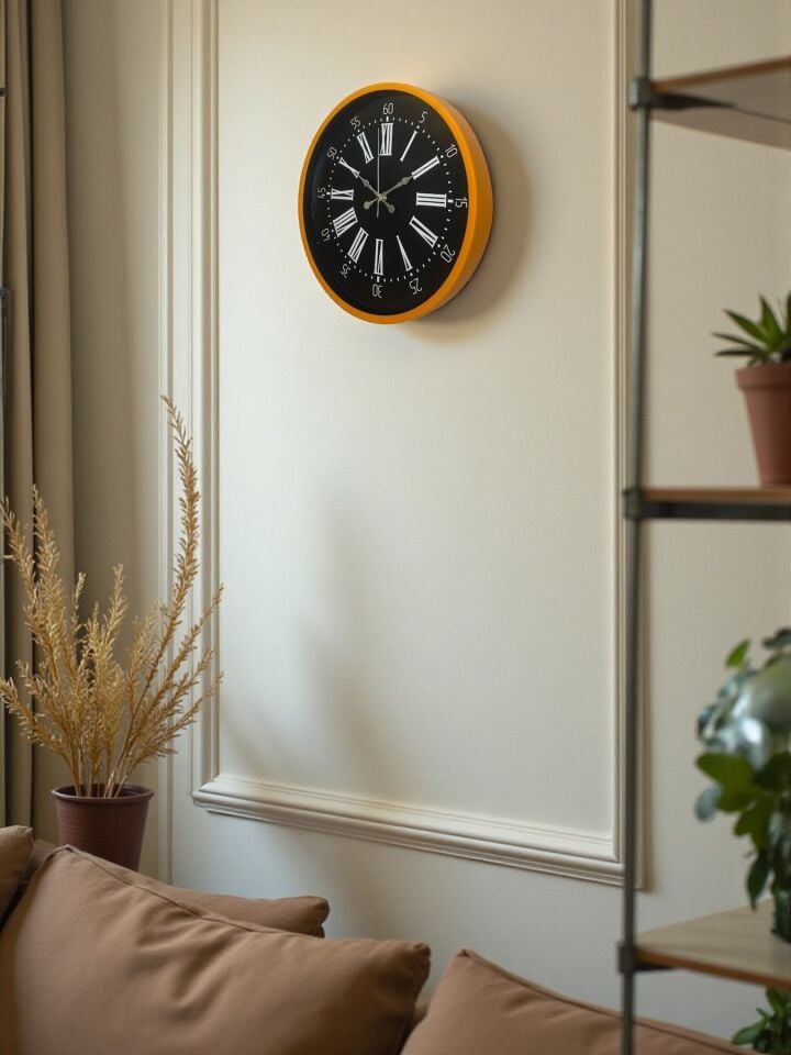 36 Cm Turuncu Dekoratif Duvar Saati