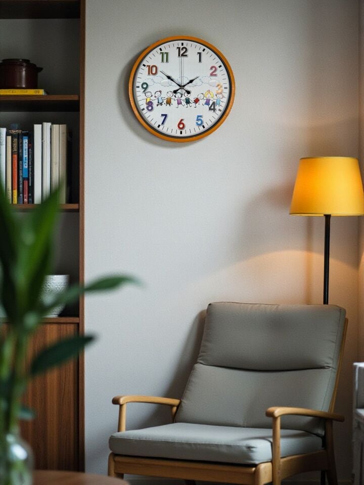 36 Cm Turuncu Çocuk Odası Duvar Saati