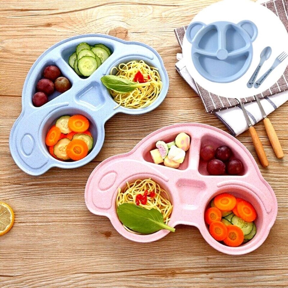 ADBebekler İçin Araba Şeklinde Sevimli Mama Tabağı Çocuk Tabldot