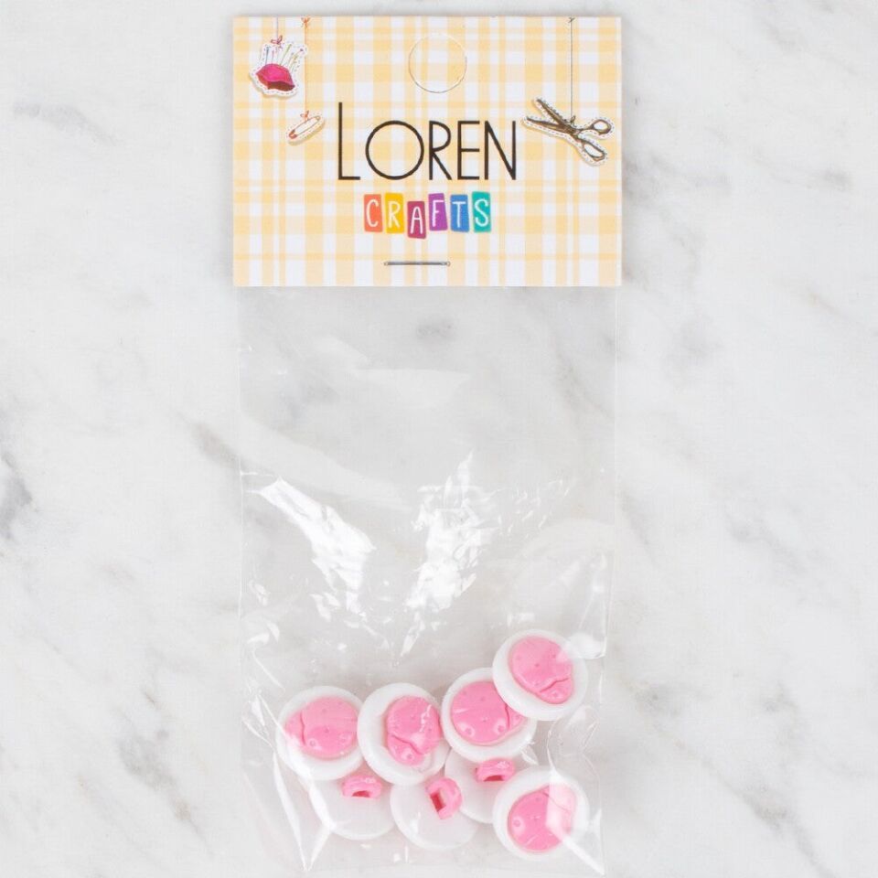 Loren Crafts 8 li Pembe Uğur Böceği Düğme - 646