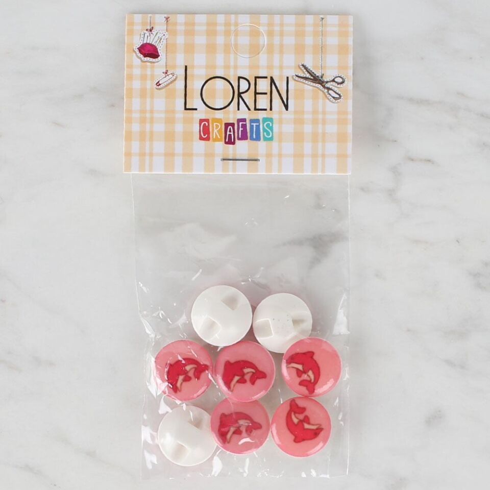 Loren Crafts 8 li Pembe Yunus Düğme - 707