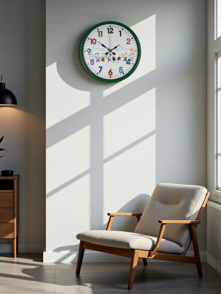 36 Cm Yeşil Çocuk Odası Duvar Saati