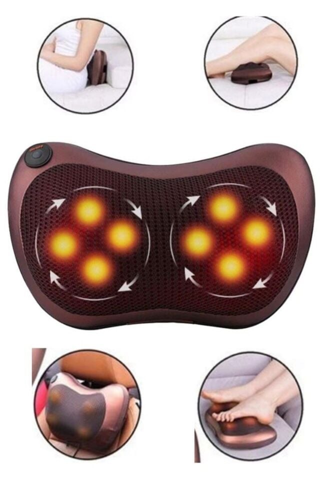 Boyun Yoğurmalı Çok Fonksiyonlu Masaj Yastığı-8 Toplu Sırt, Bel, Bacak Masaj Aleti