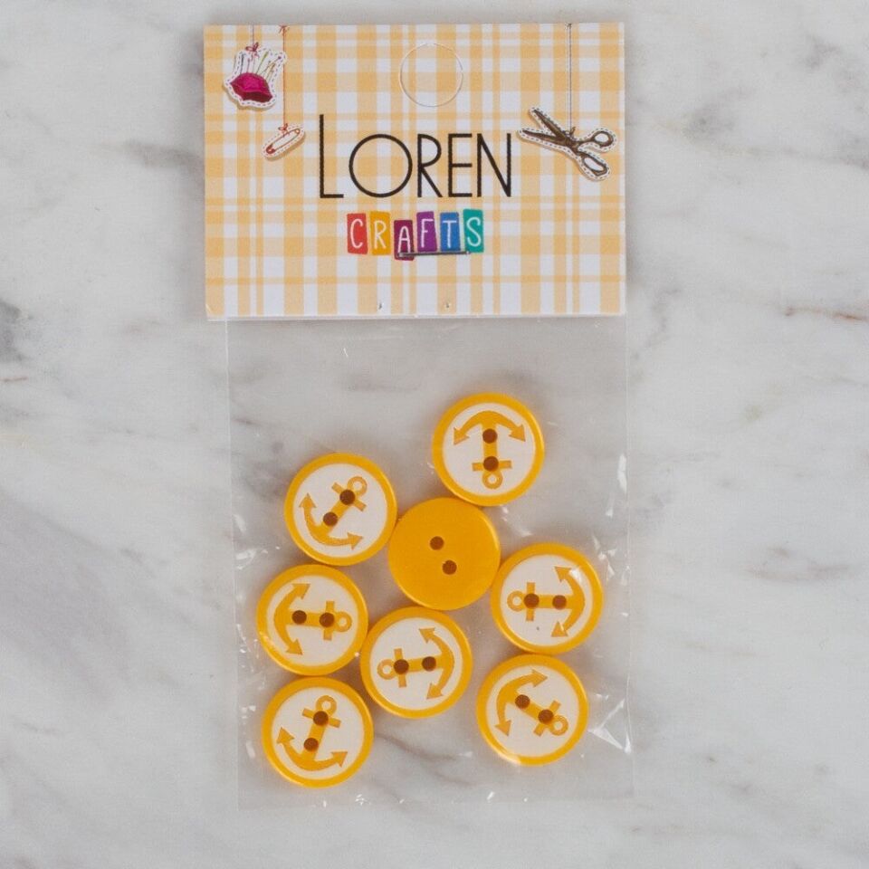 Loren Crafts 8 li Sarı Çapa Düğme - 607