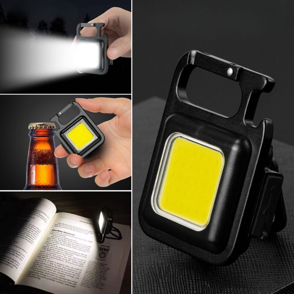 AD Anahtarlıklı, Açacaklı,Güçlü Mıknatıslı 3 Farklı Led Modlu Mini Boy Asılabilen Led Kamp Aydınlatması,El Feneri