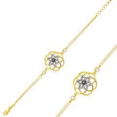 925 Ayar Gümüş Gold Sarı Yaşam Çiçeği Bileklik (BR0460329) (491491)