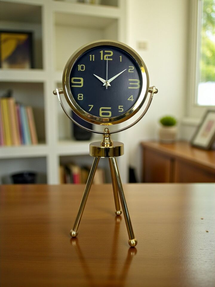 Vintage Prestige Üç Ayaklı Metal Masa Saati