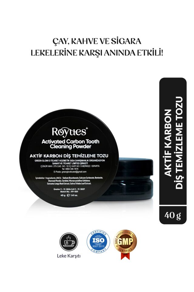 Diş Beyazlatma Tozu - Siyah Aktif Karbon - Activated Charcoal Teeth Whitening Powder 40g